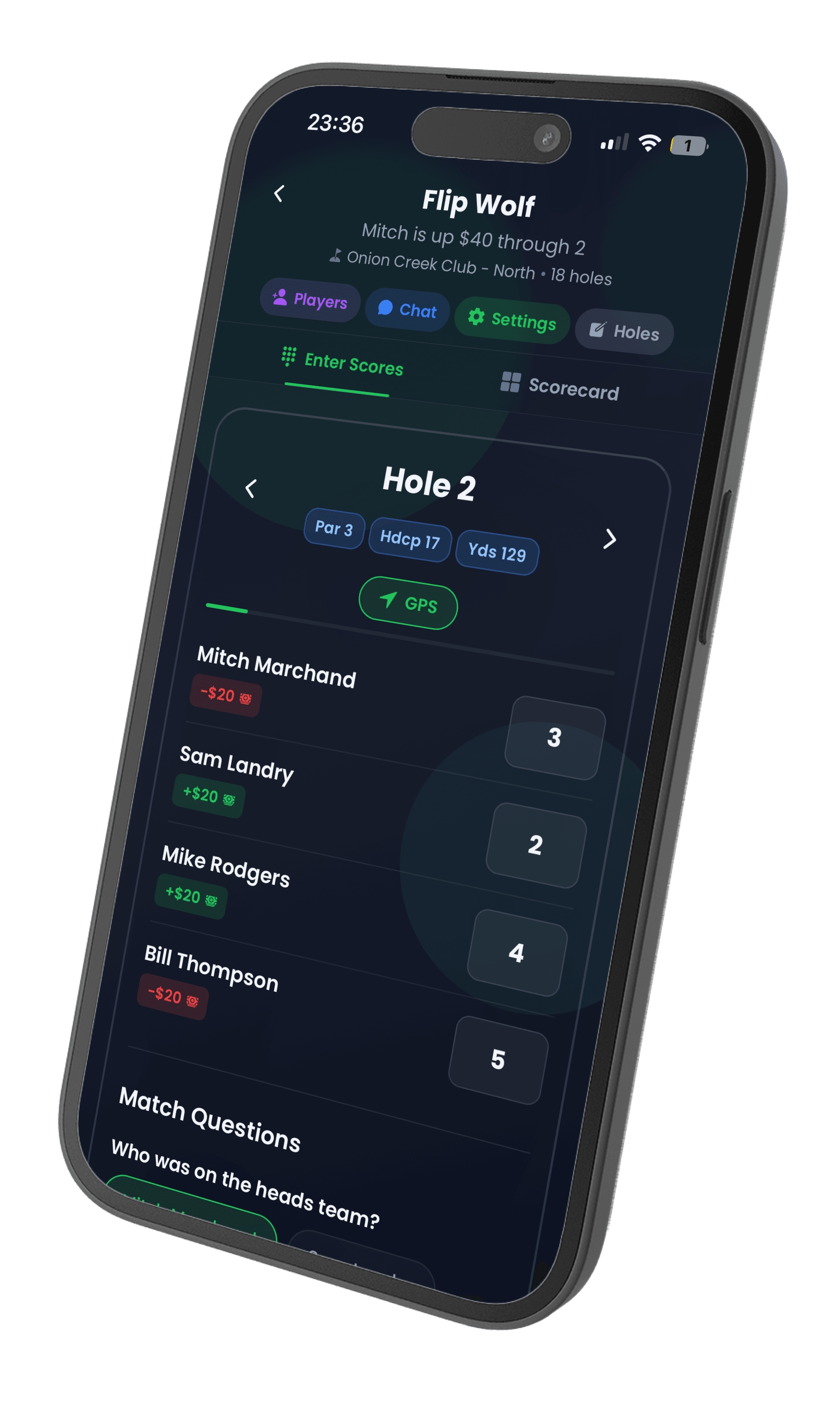 GolfXI mobile score entry product screenshot